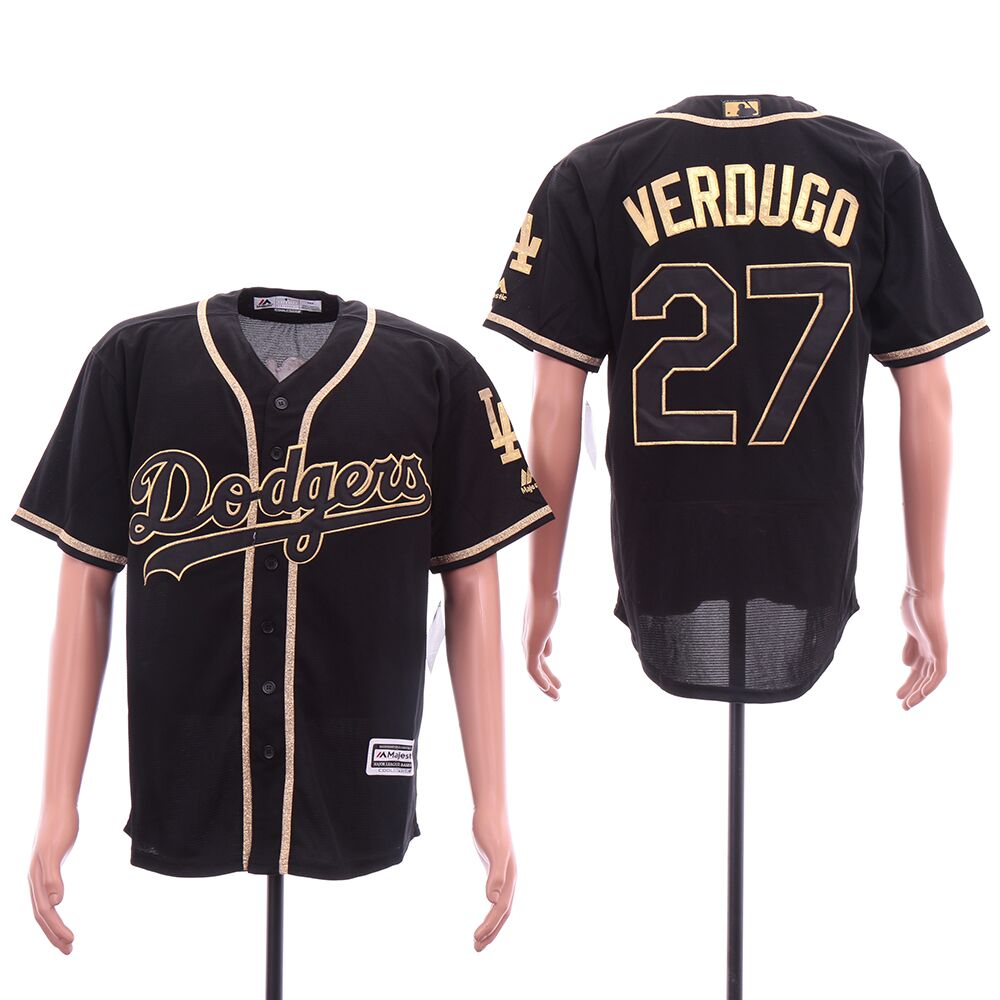 Men Los Angeles Dodgers #27 Verdugo Black golden MLB Jersey->cleveland indians->MLB Jersey